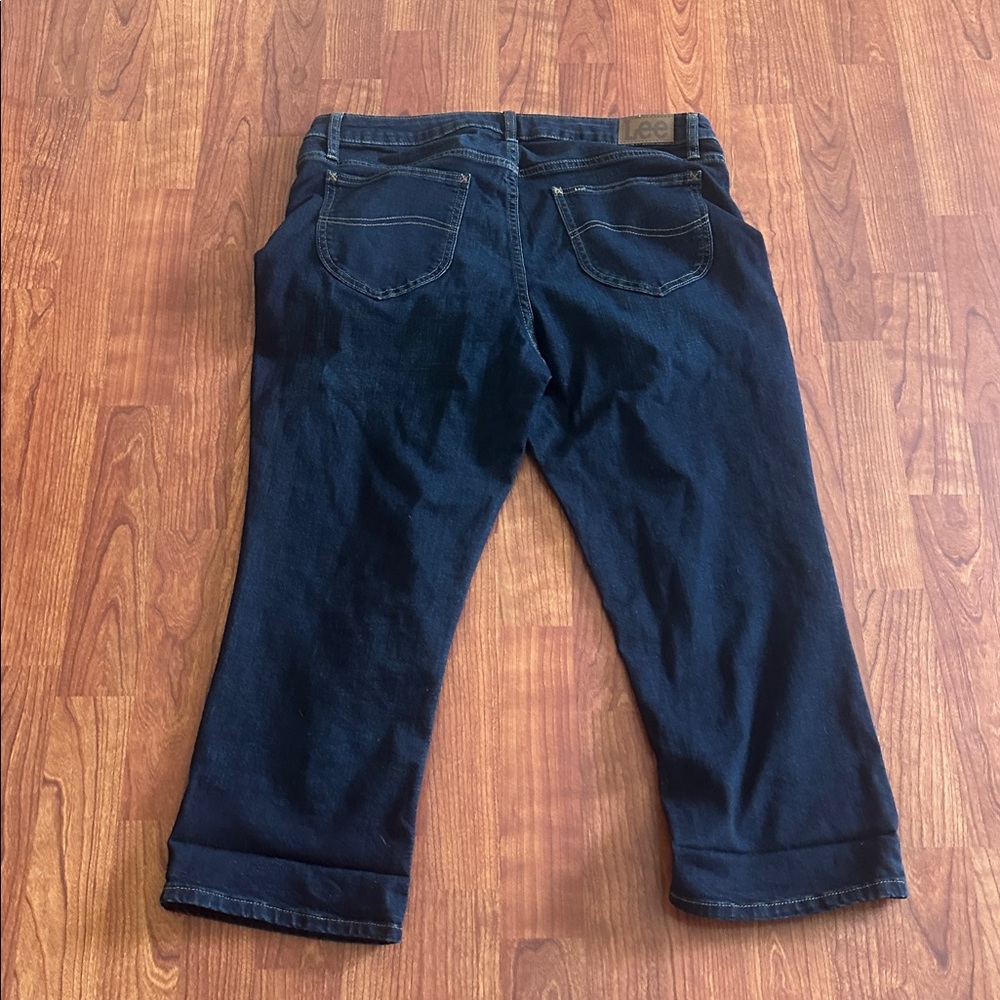 Lee Midnight Blue Regular Fit Mid rise Capri  Denim Jeans size 16 - Picture 5 of 7